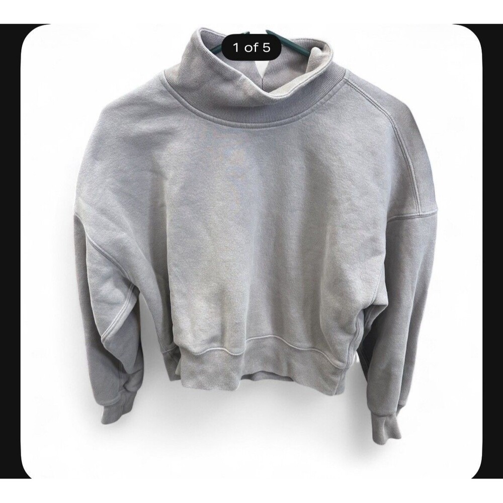 Abercrombie And Fitch Soft A&F Max Essential Mock Neck Sweatshirt Taupe Gray S